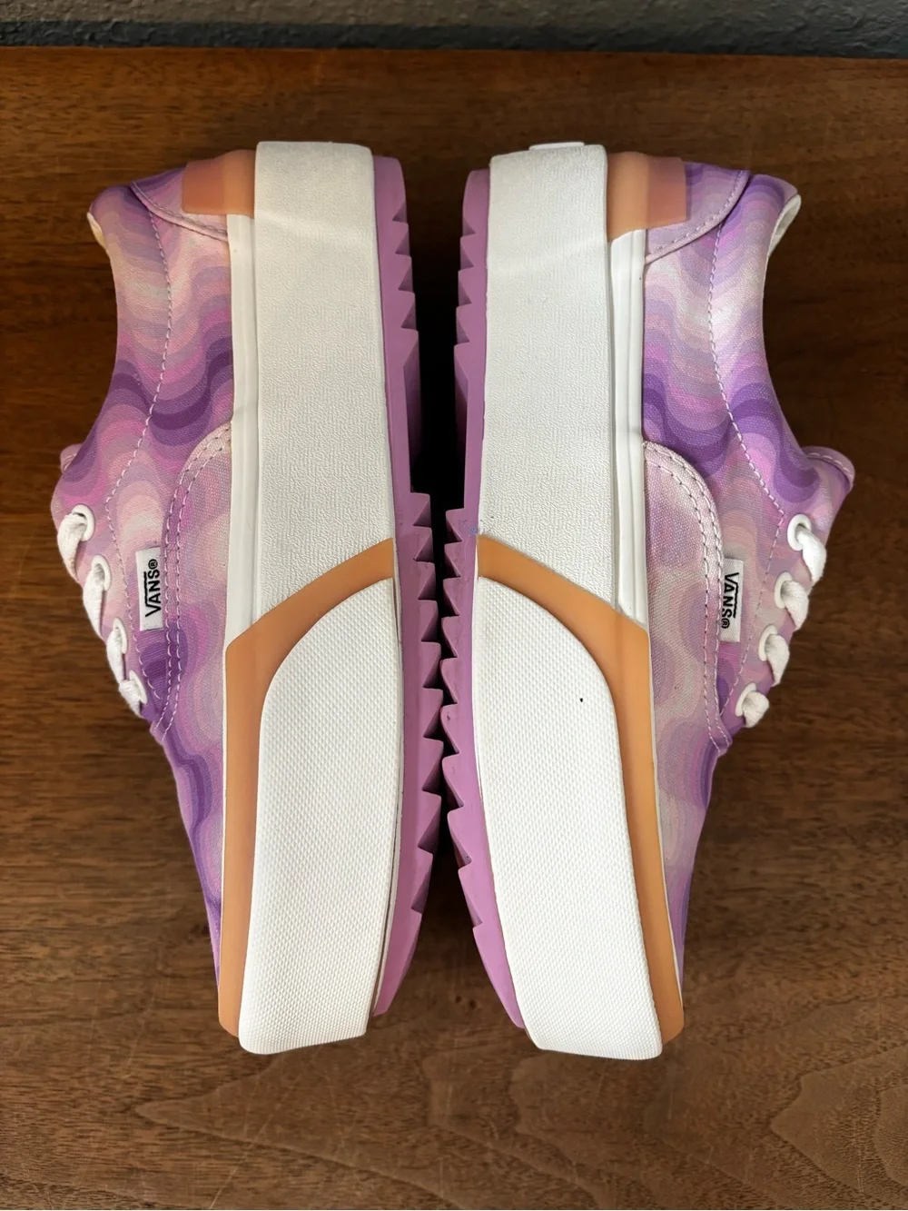 Vans Pink & Lavender Wave Pattern Platform Sneakers 7.5